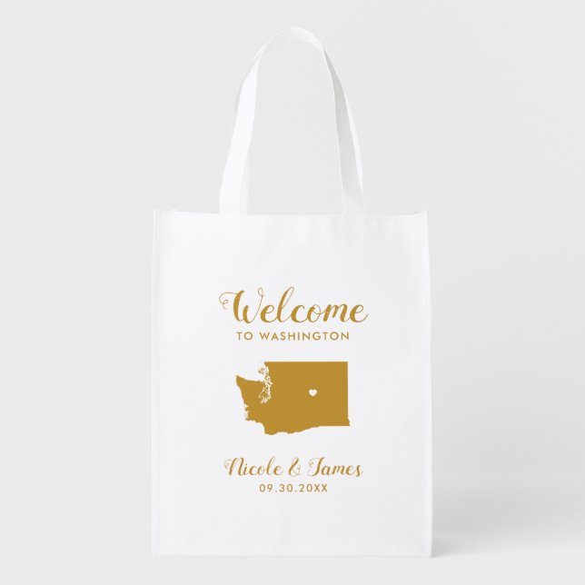 Washington State Map Wedding Welcome Bag, Tote Bag (Front)