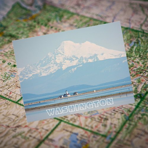Washington State Mount Baker and Lighthouse Travel Postcard