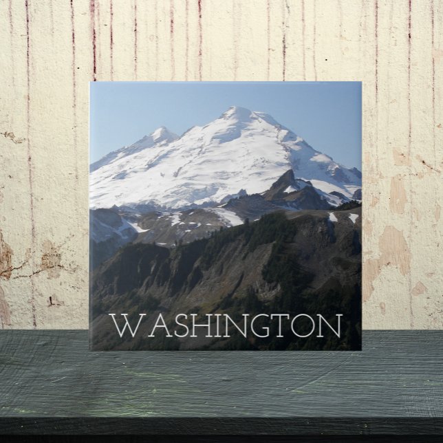 Washington State Mount Baker Landscape Ceramic Tile (In Situ)