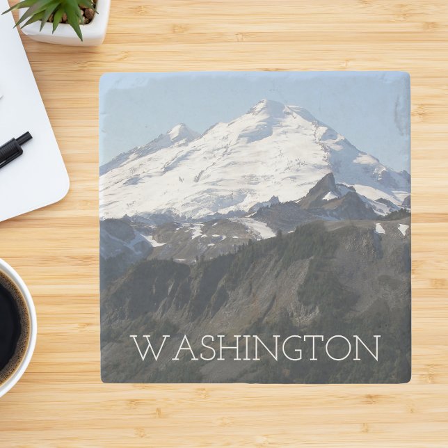 Washington State Mount Baker Landscape Stone Coaster (In Situ)