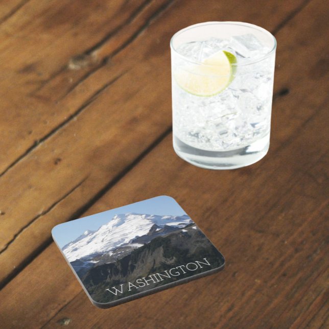 Washington State Mount Baker Photo Beverage Coaster (In Situ)