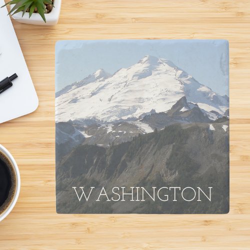 Washington State Mount Baker Photo Stone Coaster