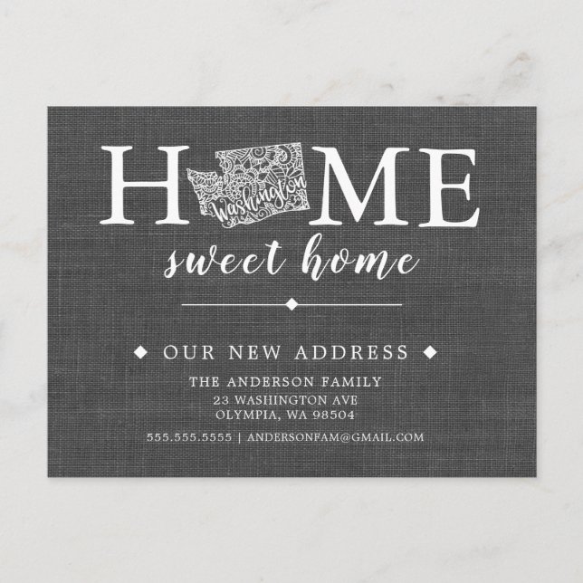 WASHINGTON State Moving Announcement Post Card (Front)