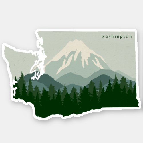 Washington State Mt Rainier and Forest  Sticker