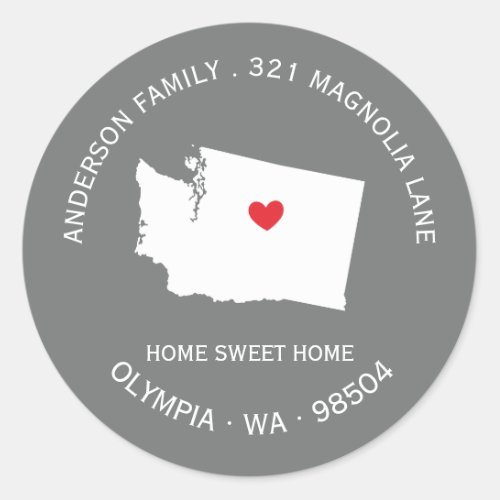 WASHINGTON State  New Home Address Label Sticker
