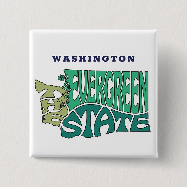 Washington State Nickname Word Art Button (Front)