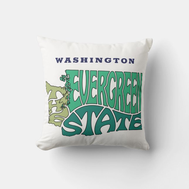 Washington State Nickname Word Art Throw Pillow (Front)