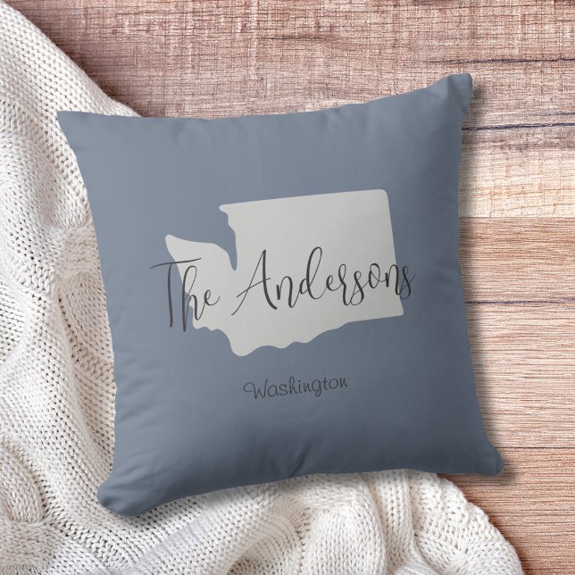 Washington State Outline Minimal Throw Pillow (Show pride for your state and personalize it!  "love makes this house a home in <your state>")