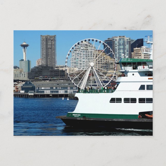 Washington State Postcard- Seattle and Ferry Postcard (Front)