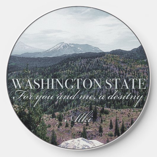 Washington State Poster Art Wireless Charger (Front)