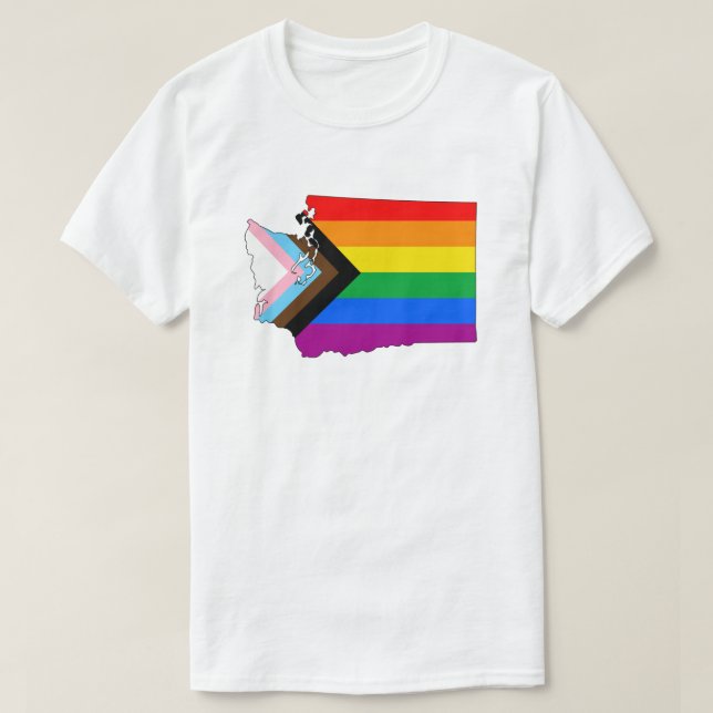 Washington State Pride LGBTQ Progress Pride T-Shirt (Design Front)