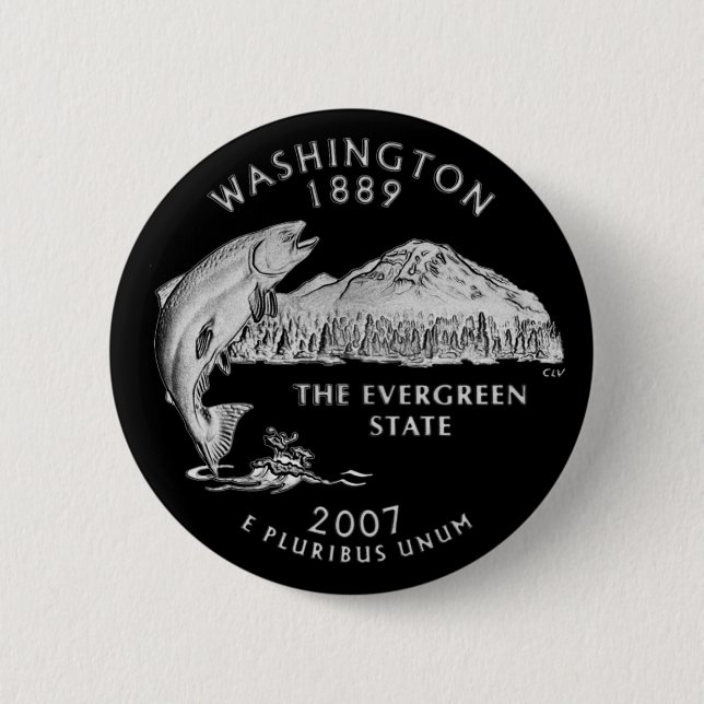 Washington State Quarter Black Button (Front)