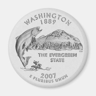 Washington State Quarter Grey Magnet