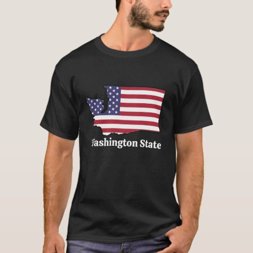 Washington State Red White Blue USA Flag T_Shirt