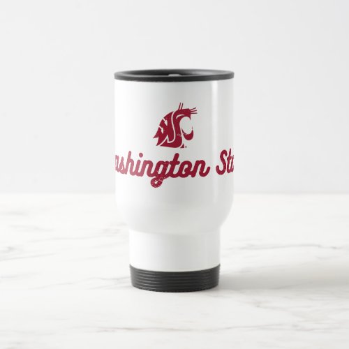 Washington State  Retro Script Logo Travel Mug