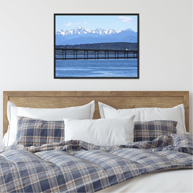 Washington State Scenic Olympic Mountains View Canvas Print (Insitu(Bedroom))