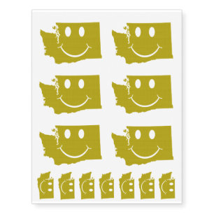 Washington State Shape Face Temporary Tattoos
