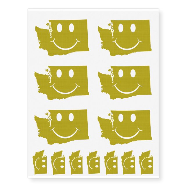 Washington State Shape Face Temporary Tattoos (Front)