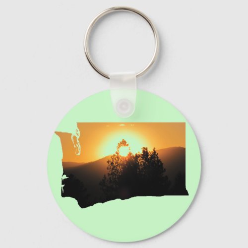 Washington State Sunset Silhouette Keychain