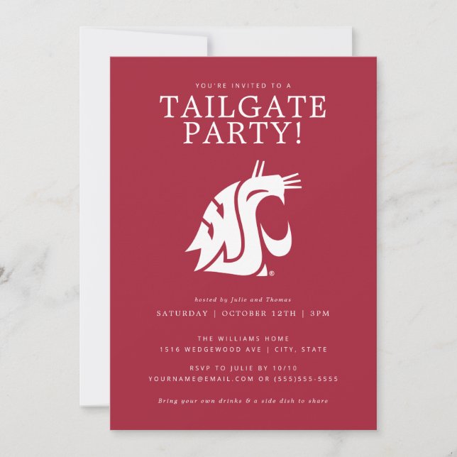 Washington State Tailgate Party Invitation (Front)
