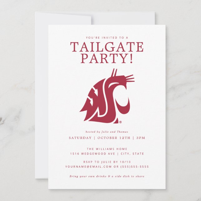Washington State Tailgate Party Invitation (Front)