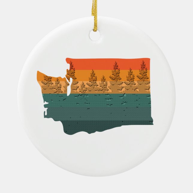 Washington State Tree Silhouette Ceramic Ornament (Back)