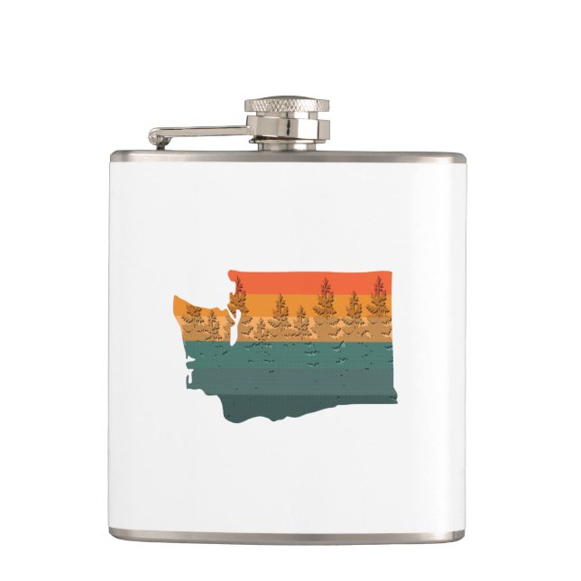 Washington State Tree Silhouette Flask (Front)
