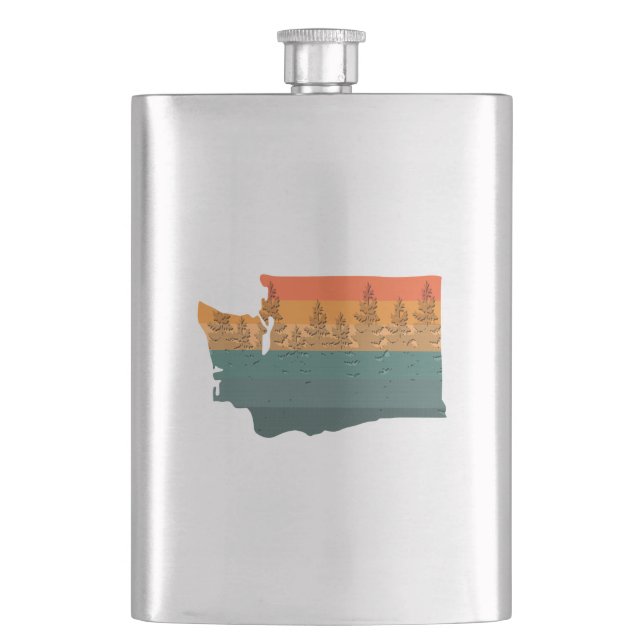 Washington State Tree Silhouette Flask (Front)