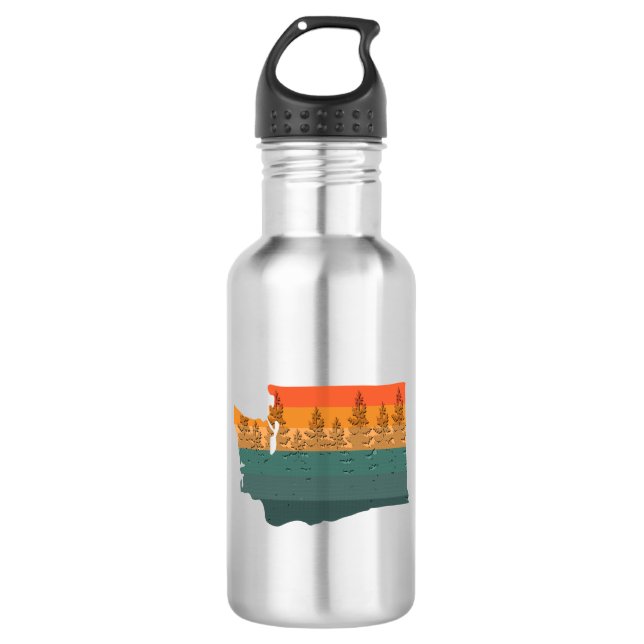 Washington State Tree Silhouette Stainless Steel Water Bottle (Front)