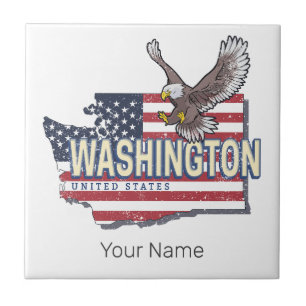 Washington State United States Map USA Souvenir Ceramic Tile