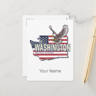 Washington State United States Map USA Souvenir Holiday Postcard