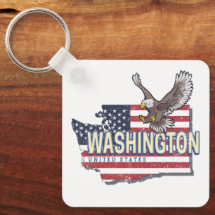 Washington State United States Map USA Souvenir Keychain