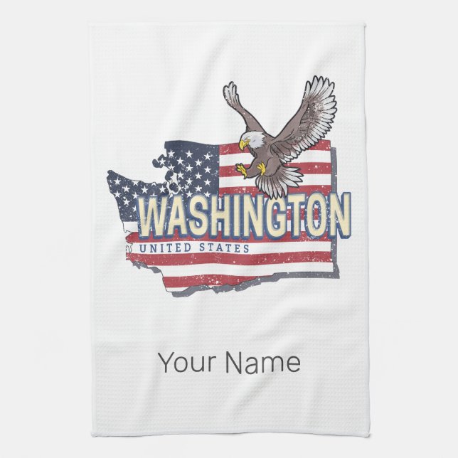 Washington State United States Map USA Souvenir Kitchen Towel (Vertical)