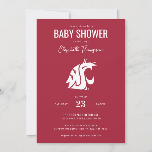 Washington State University Baby Shower Invitation (Front)