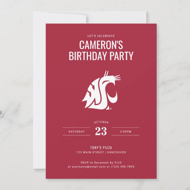 Washington State University Birthday Invitation (Front)