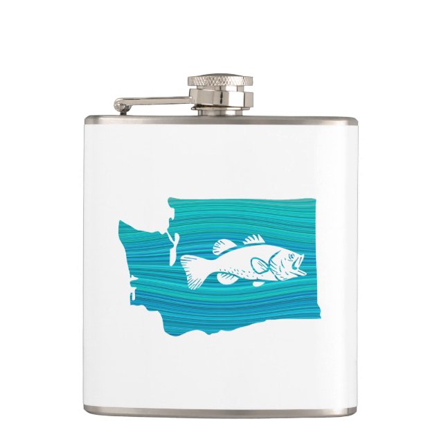 Washington State Wave Fishing Flask (Front)