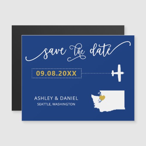 Washington State Wedding Save the Date Card Map Magnetic Invitation