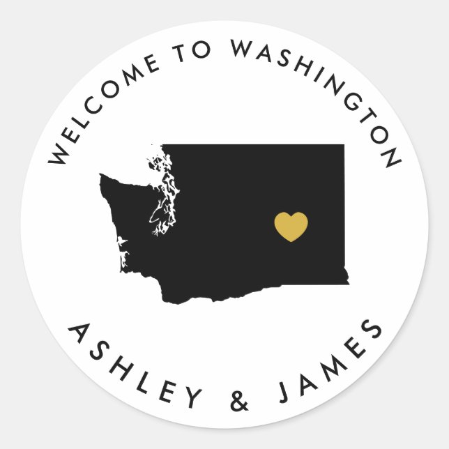Washington State Wedding Welcome Sticker Tag, (Front)