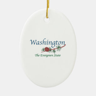 Washington The Evergreen State Ceramic Ornament
