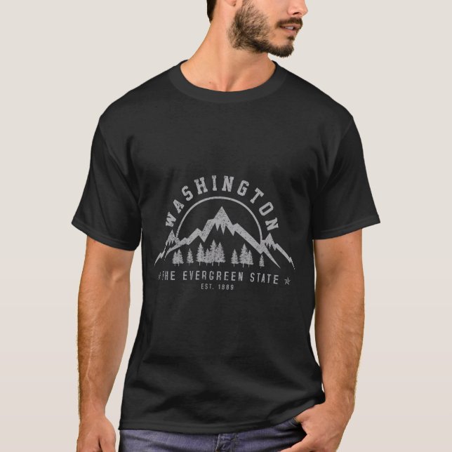 Washington The Evergreen State Nature Mountains T-Shirt (Front)
