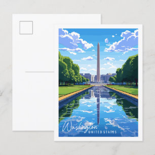 Washington USA vintage travel illustration Postcard
