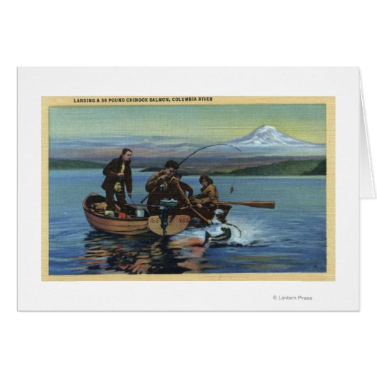 Washington - View of Fishermen Catching a Salmon Cards (Front Horizontal)