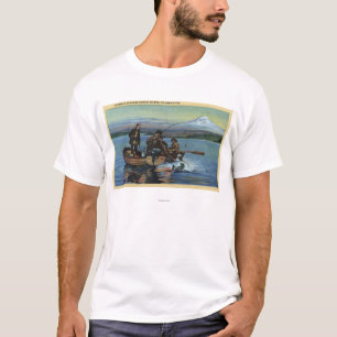 Washington - View of Fishermen Catching a Salmon T-Shirt