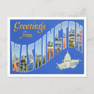 Washington Vintage Big Letters Postcard