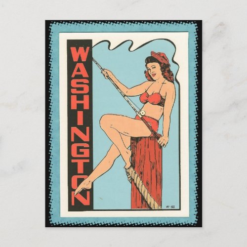 Washington  Vintage pin up girl Travel Postcard