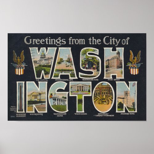 Washington Vintage Travel Postcard Restored Poster