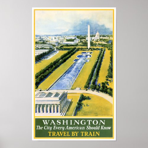 Washington Vintage Travel Poster Restored