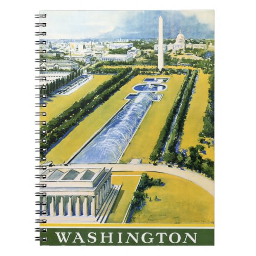 Washington Vintage Travel Poster Restored Notebook
