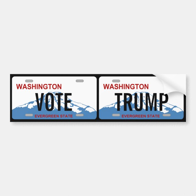 Washington Vote Trump custom double license plate Bumper Sticker (Front)