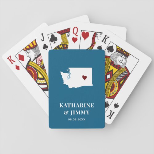 Washington Wedding Favor Deck of Cards State Map Poker Cards